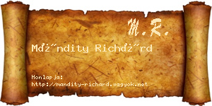 Mándity Richárd névjegykártya